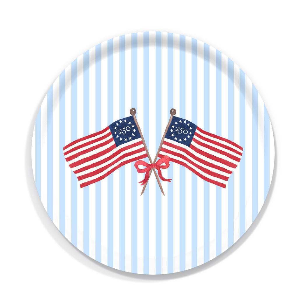 Freedom250® American Flag Birchwood Serving Tray
