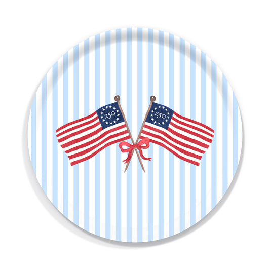 Freedom250® American Flag Birchwood Serving Tray