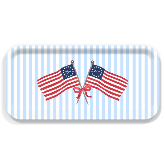 Freedom250® American Flag Birchwood Serving Tray