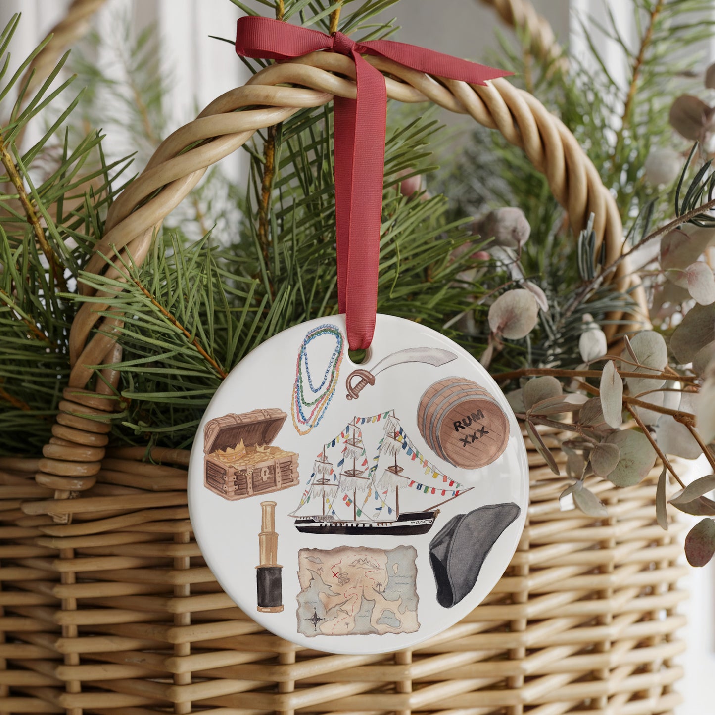 Gasparilla Two Sided Ornament With Gift Box