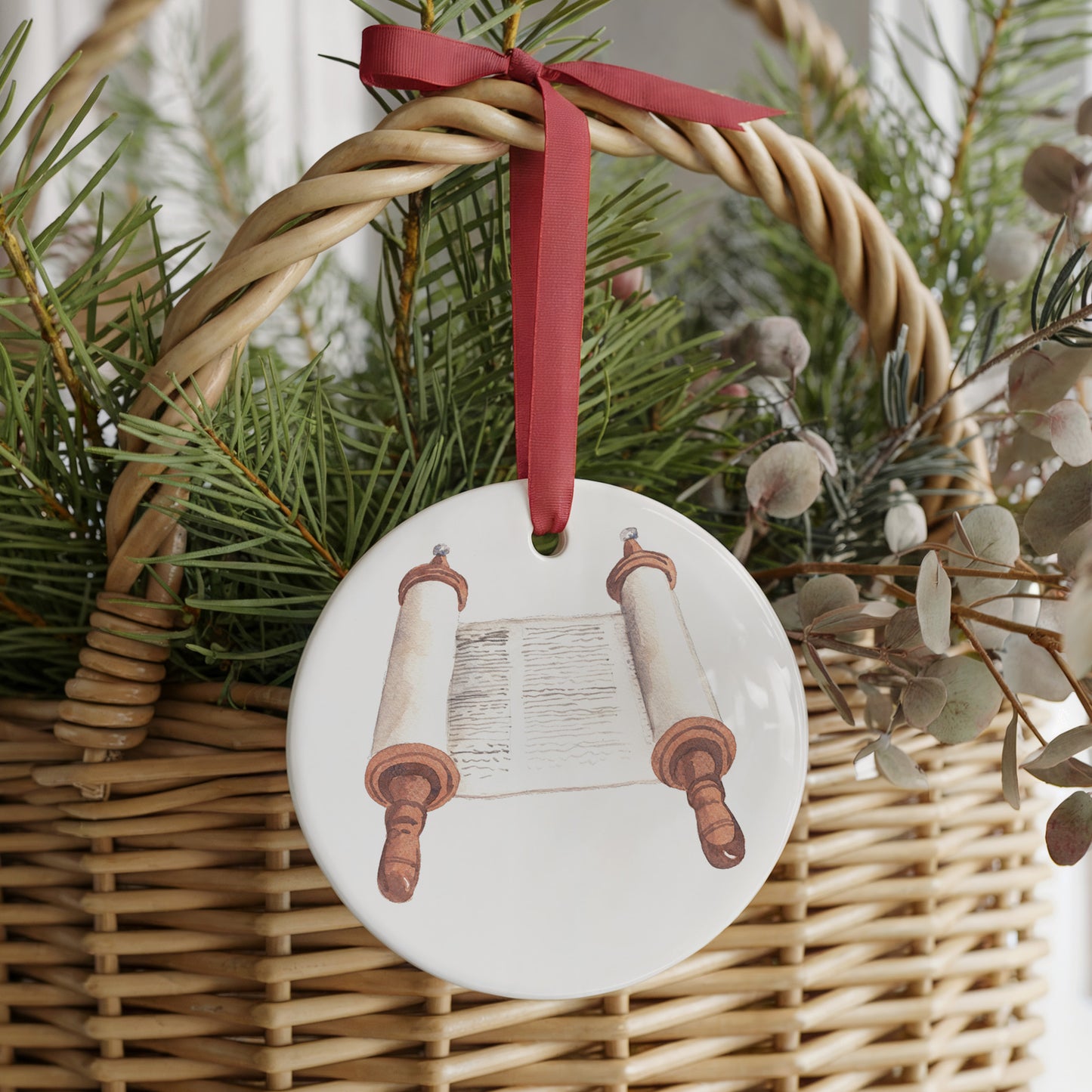 Happy Hanukkah Two Sided Ornament With Gift Box