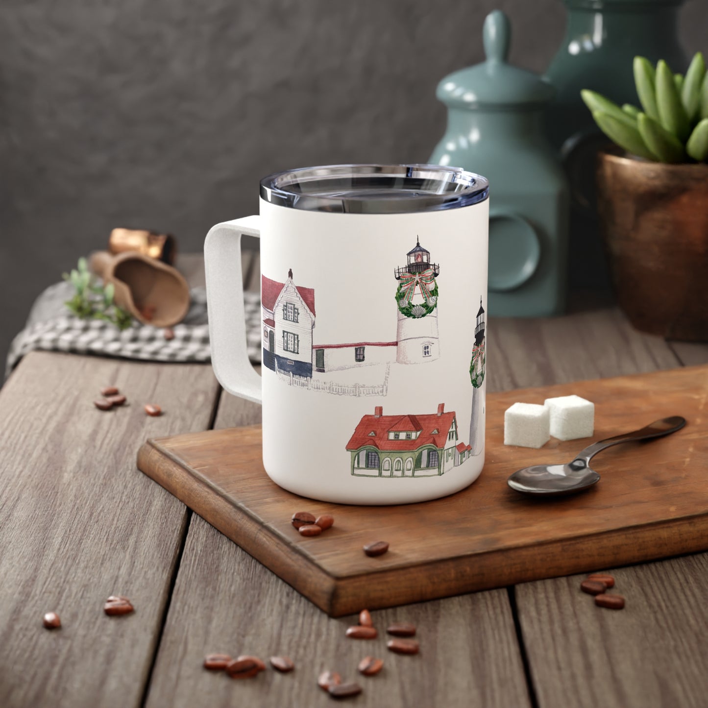 Maine Christmas Lighthouses Insulated Multi Mug