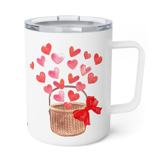 Basket Of Hearts Insulated Mug With Optional Personalization