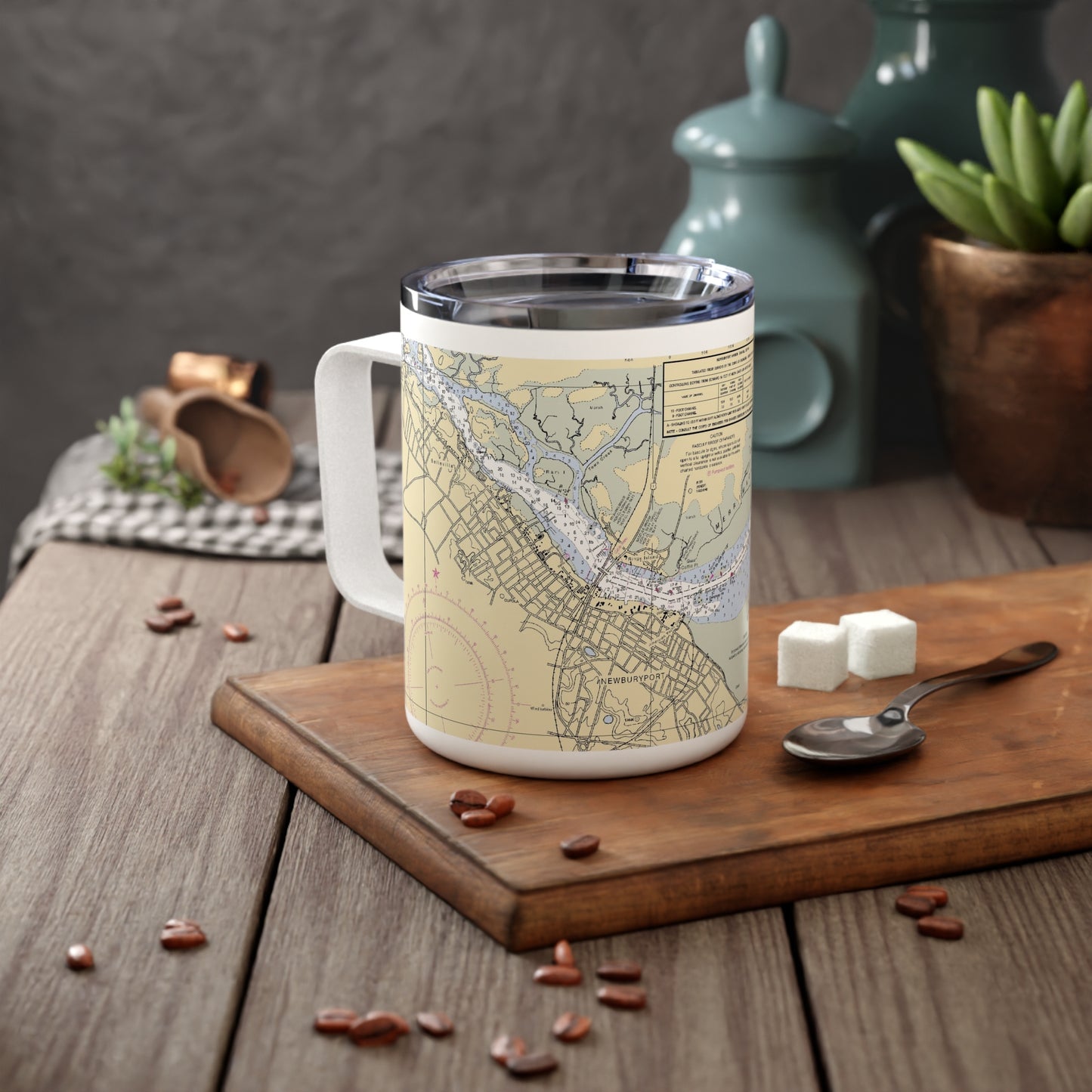 Custom Nautical Chart Insulated Multi Mug With Optional Monogram