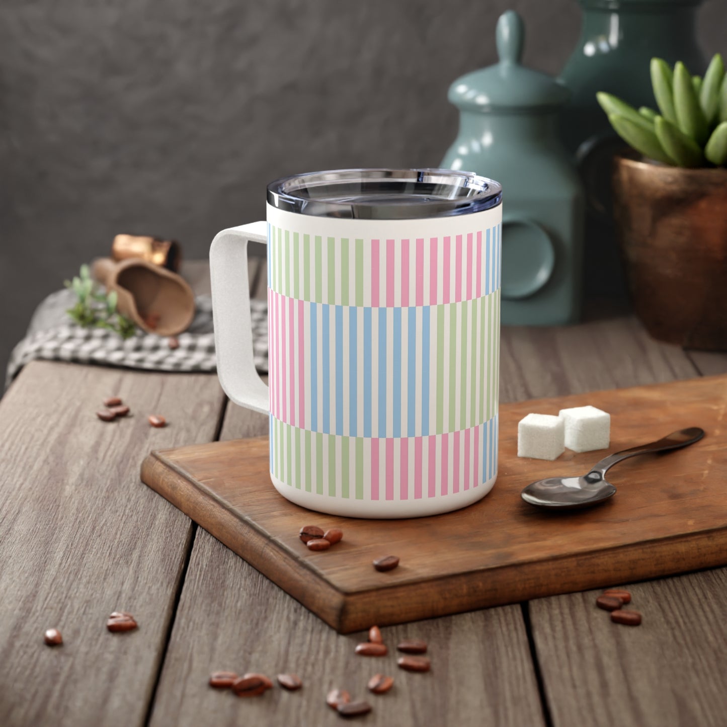 Seersucker Insulated Mug With Optional Personalization