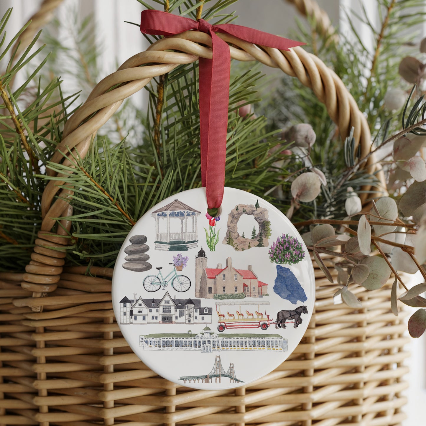 Mackinac Forever! Two Sided Ornament With Gift Box