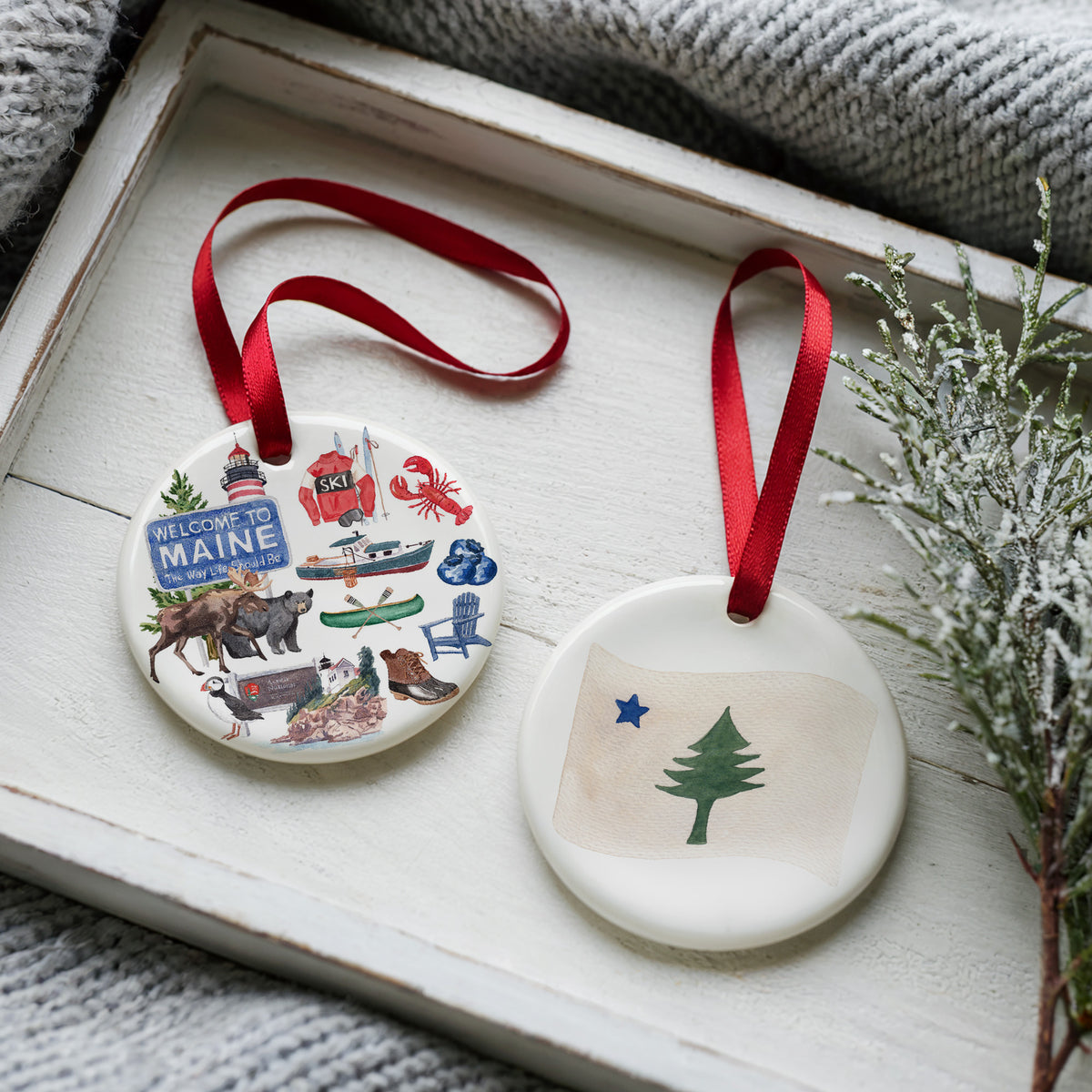 Maine Forever! Two Sided Ornament With Gift Box