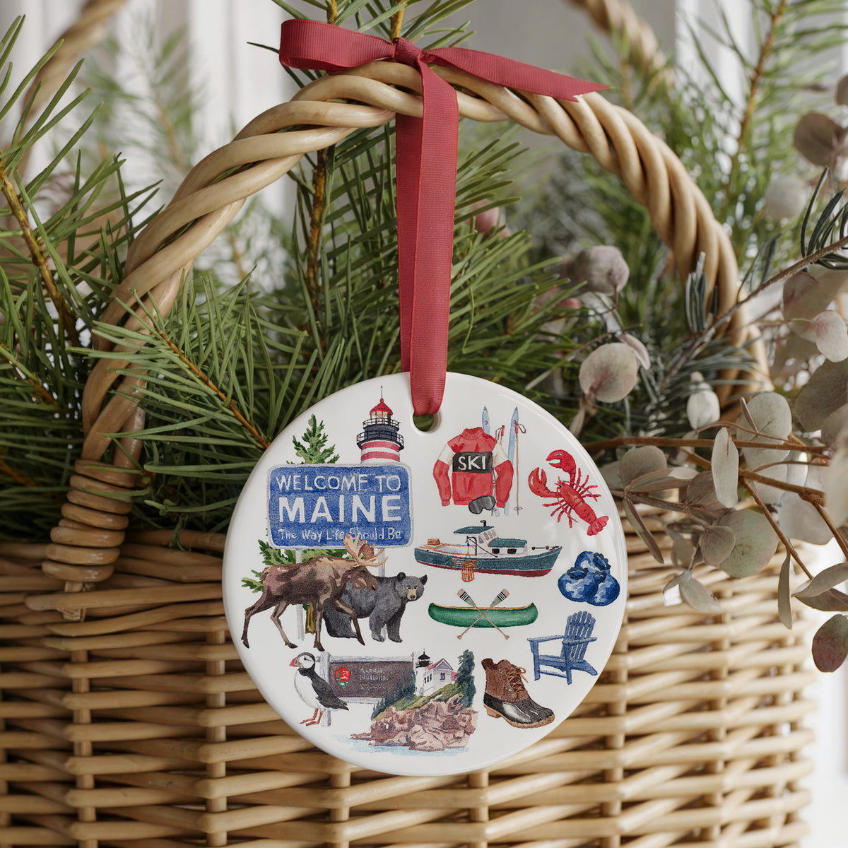 Maine Forever! Two Sided Ornament With Gift Box