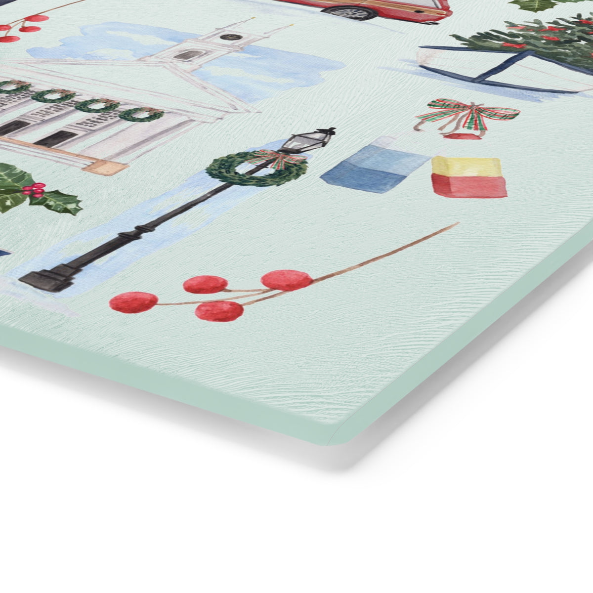 Martha's Vineyard Christmas Tempered Glass Cutting Board