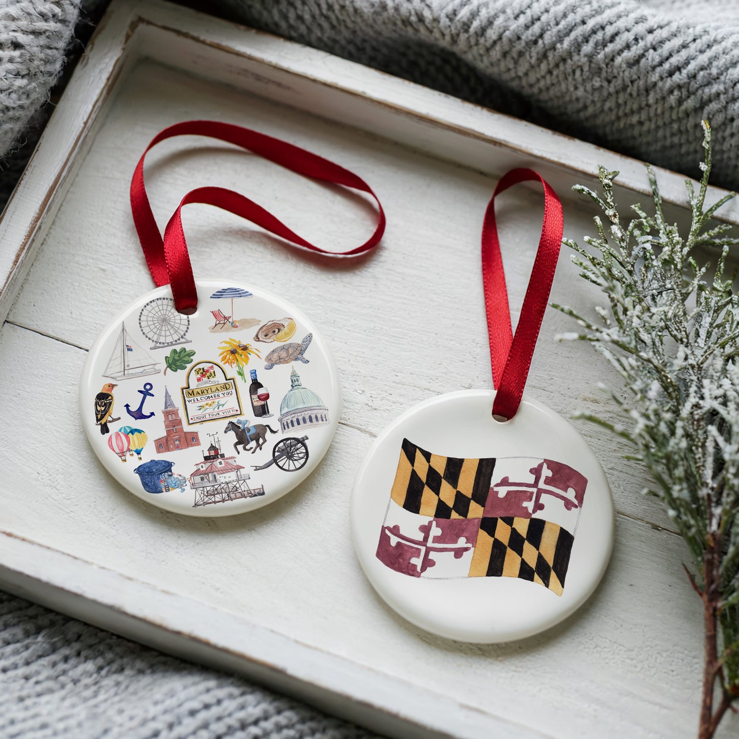 Maryland Forever! Two Sided Ornament With Gift Box