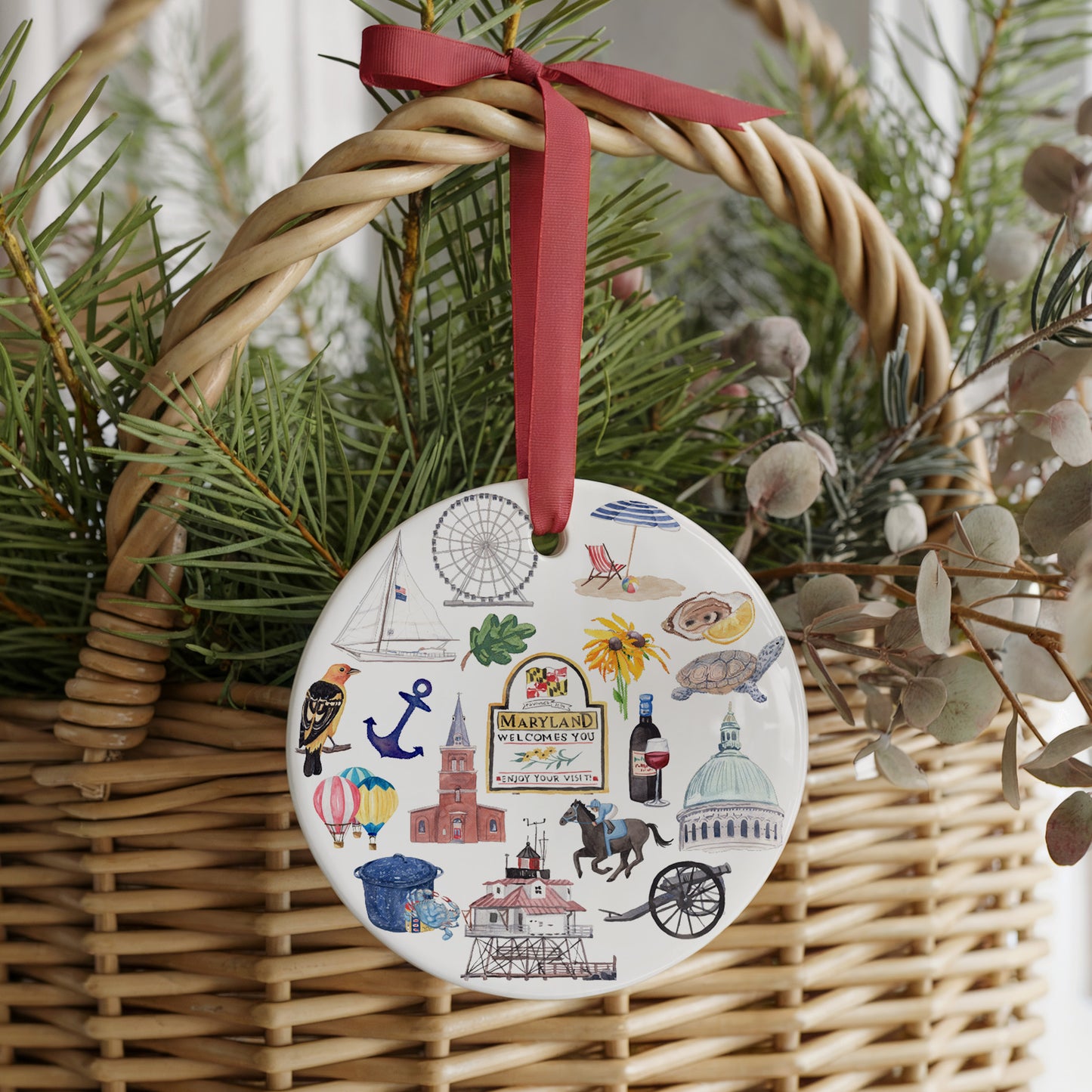 Maryland Forever! Two Sided Ornament With Gift Box