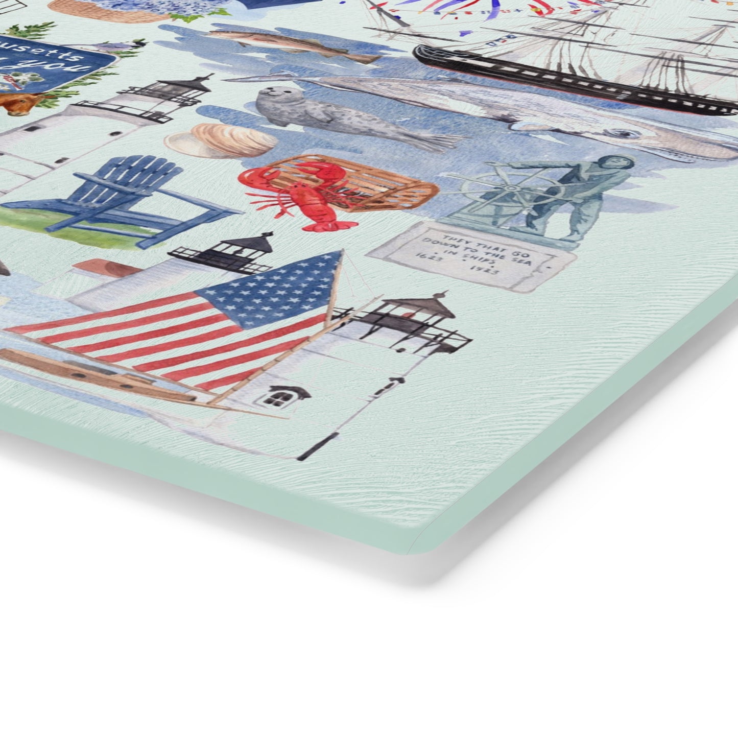Massachusetts Forever! Tempered Glass Cutting Board