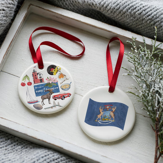Michigan Forever! Two Sided Ornament With Gift Box