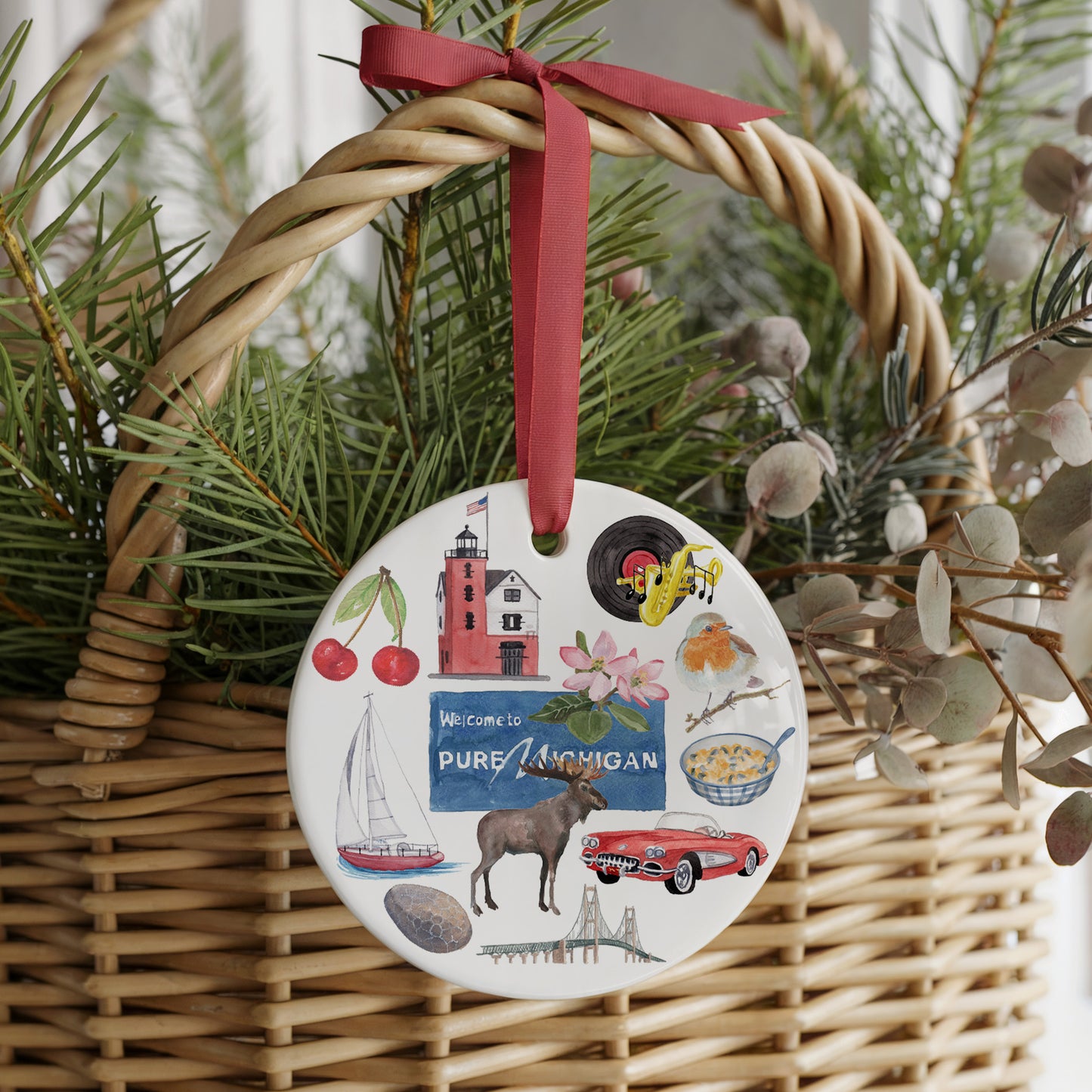 Michigan Forever! Two Sided Ornament With Gift Box