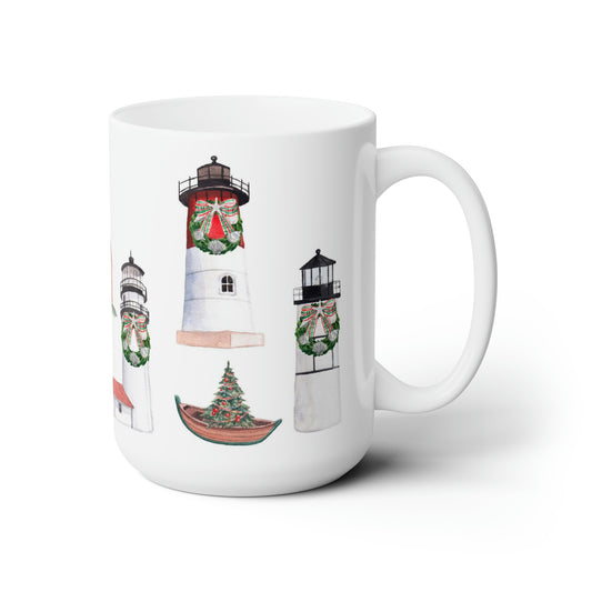 Cape Cod Christmas Lighthouses Ceramic Mug