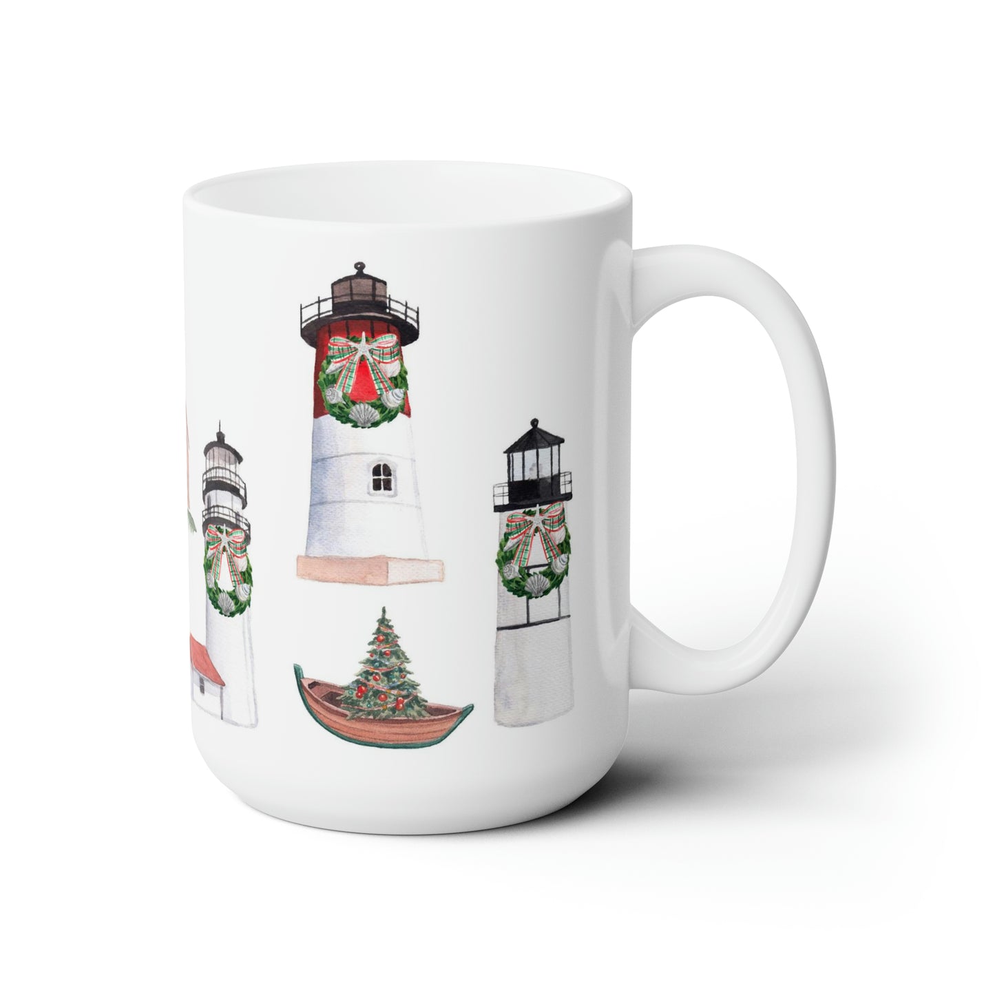 Cape Cod Christmas Lighthouses Ceramic Mug