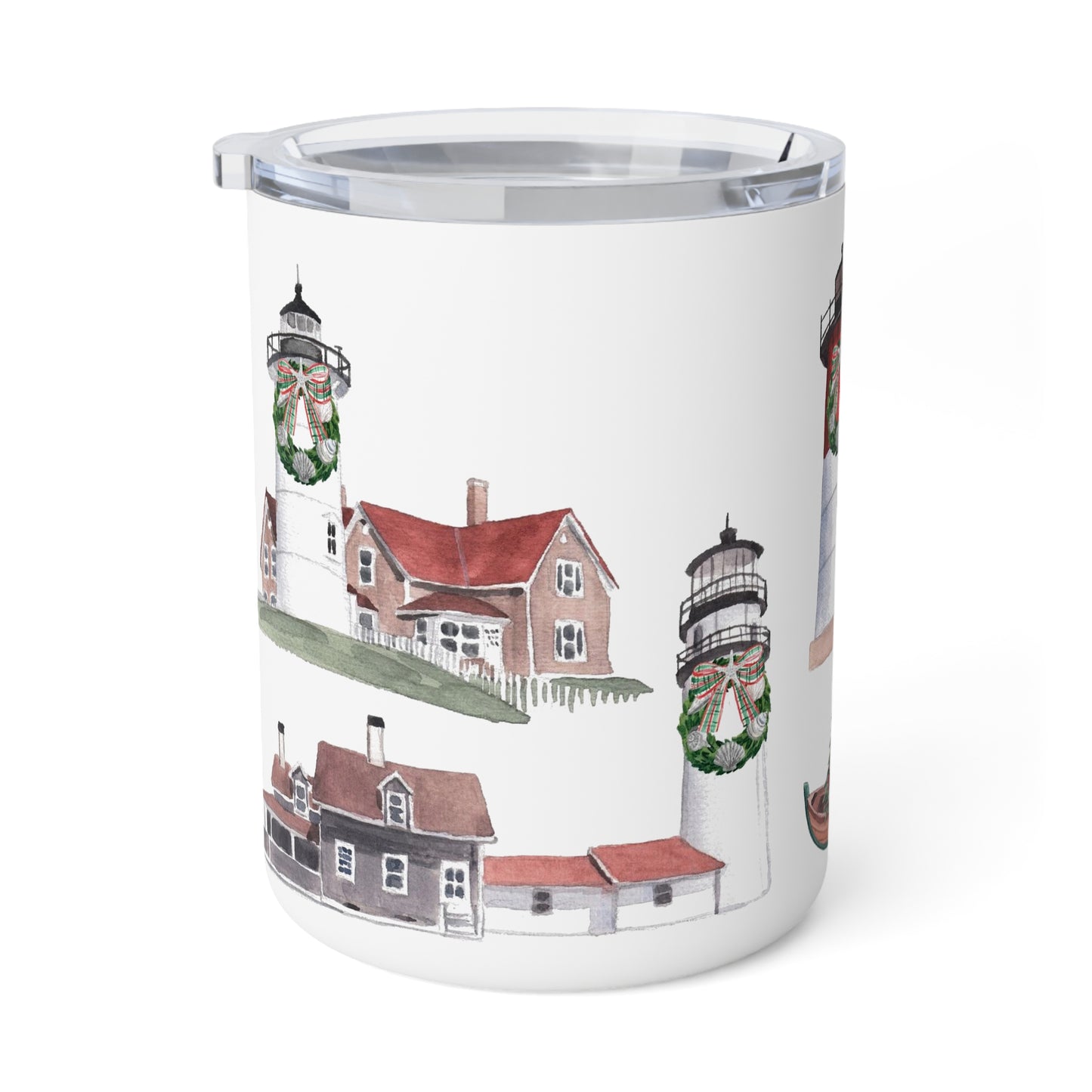 Cape Cod Christmas Lighthouses Insulated Mug