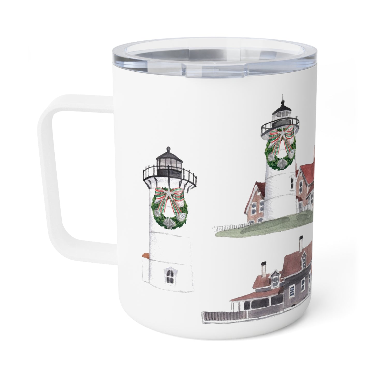 Cape Cod Christmas Lighthouses Insulated Multi Mug With Optional Monogram