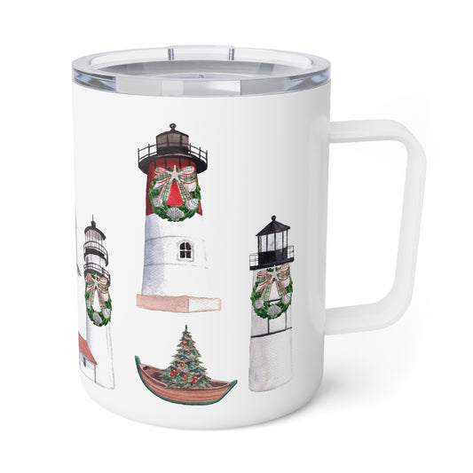 Cape Cod Christmas Lighthouses Insulated Multi Mug With Optional Monogram