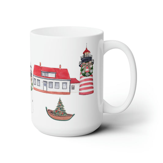 Maine Christmas Lighthouses Ceramic Mug