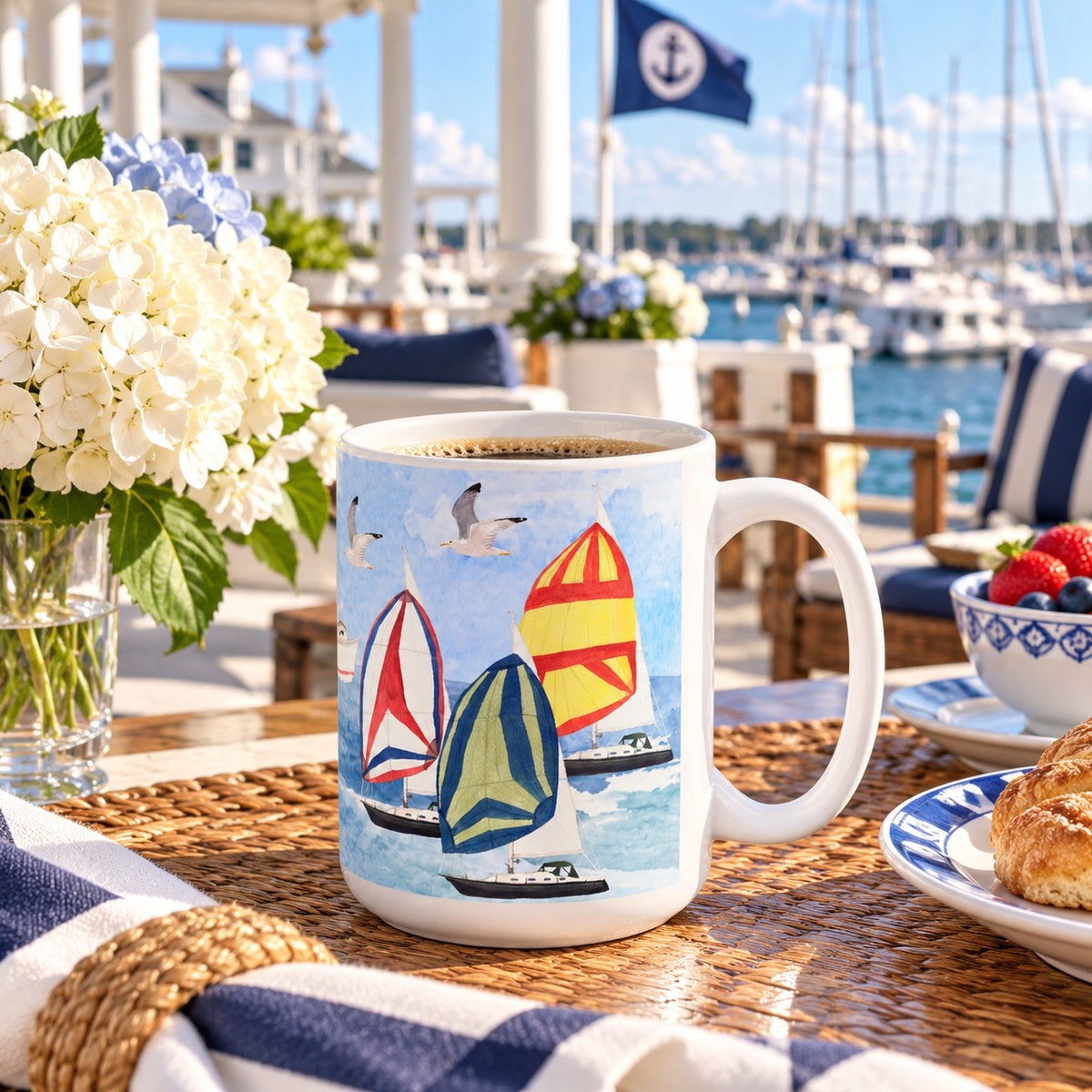 Rounding The Mark Sailing Ceramic Mug