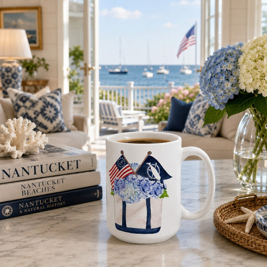 Patriotic Tote And Nantucket Pennant Flag Ceramic Mug