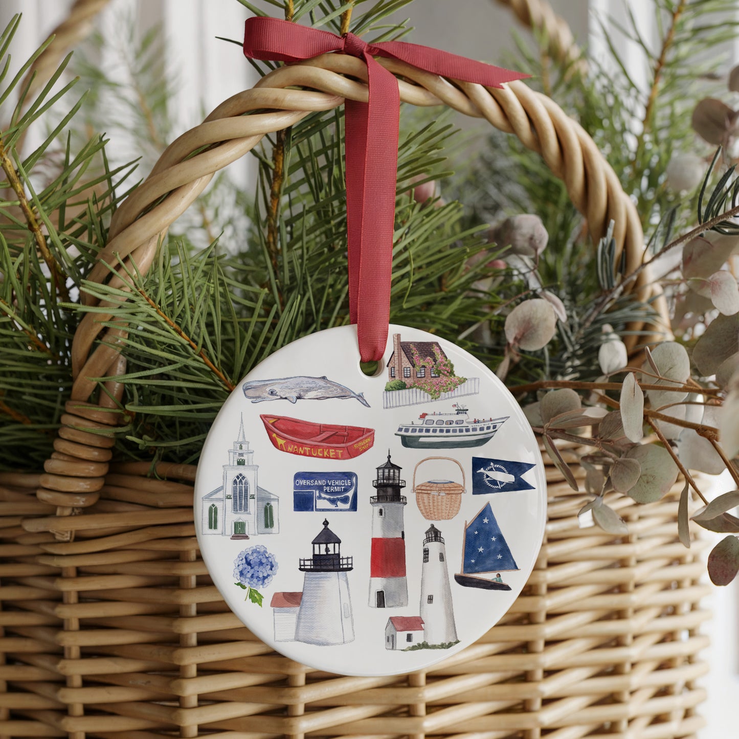 Nantucket Forever! Two Sided Ornament With Gift Box