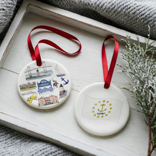 Newport (RI) Forever! Two Sided Ornament With Gift Box