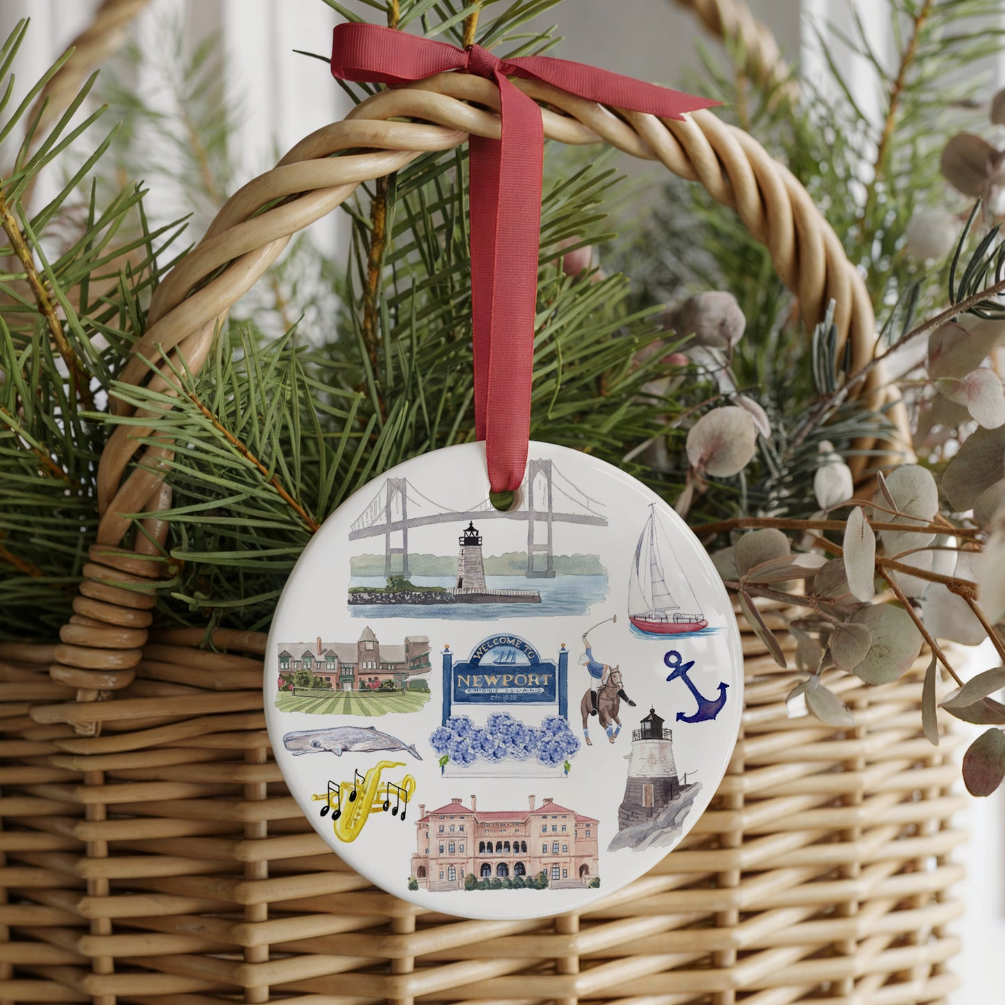 Newport (RI) Forever! Two Sided Ornament With Gift Box