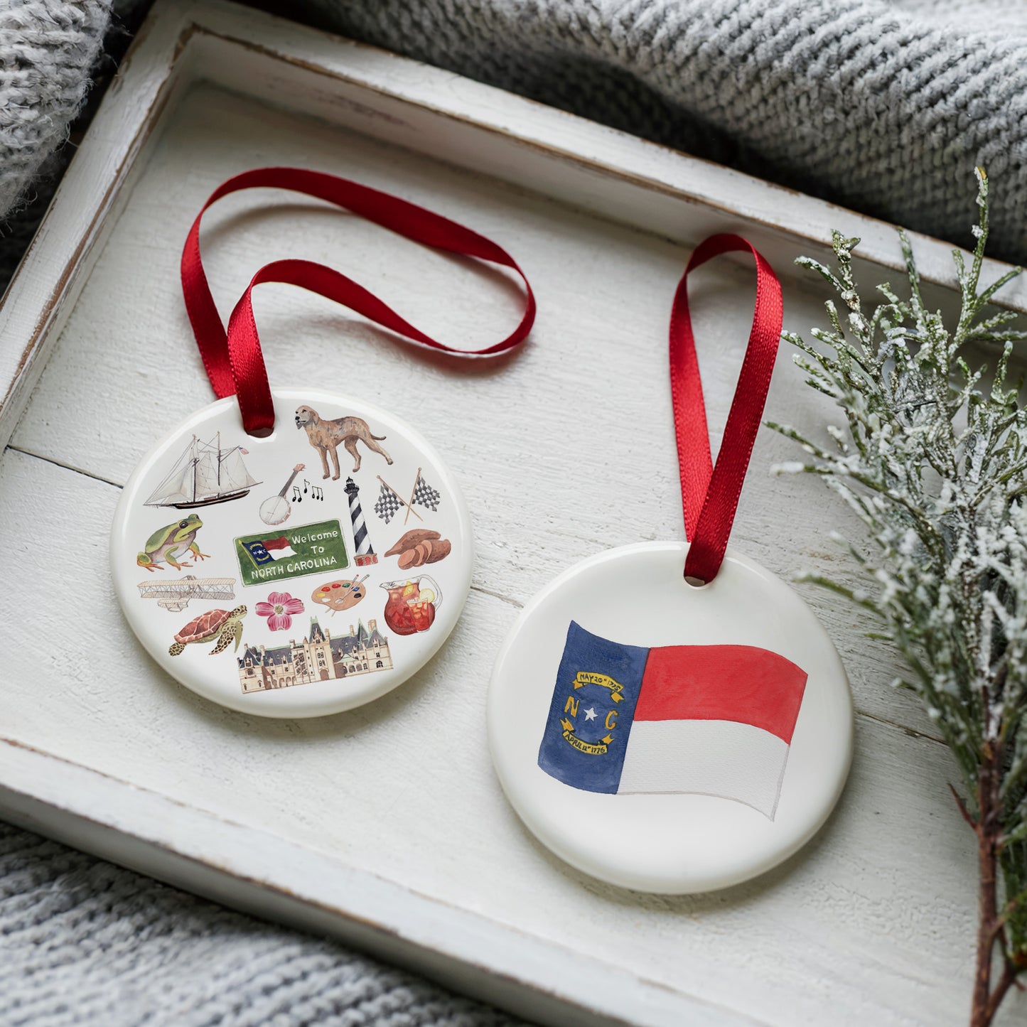North Carolina Forever! Two Sided Ornament With Gift Box