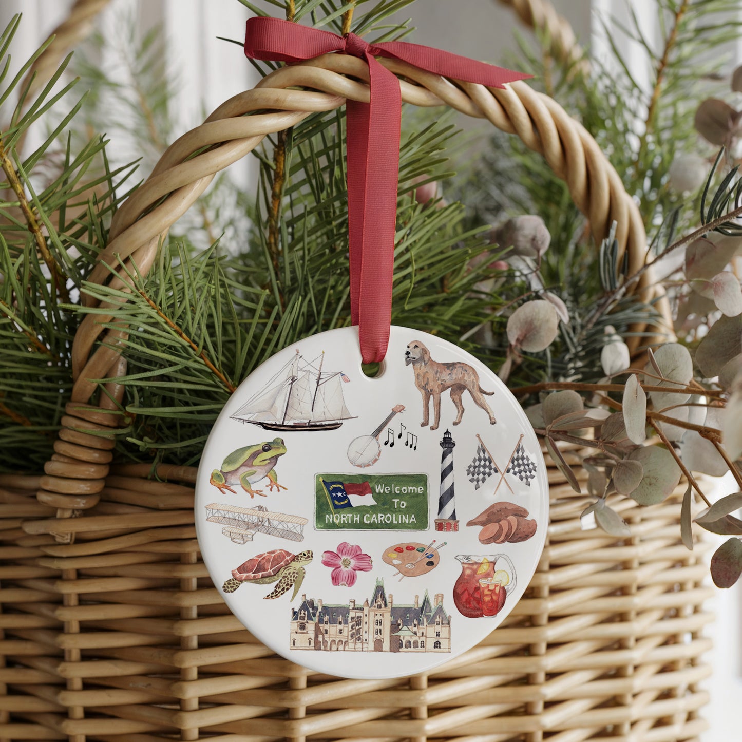 North Carolina Forever! Two Sided Ornament With Gift Box