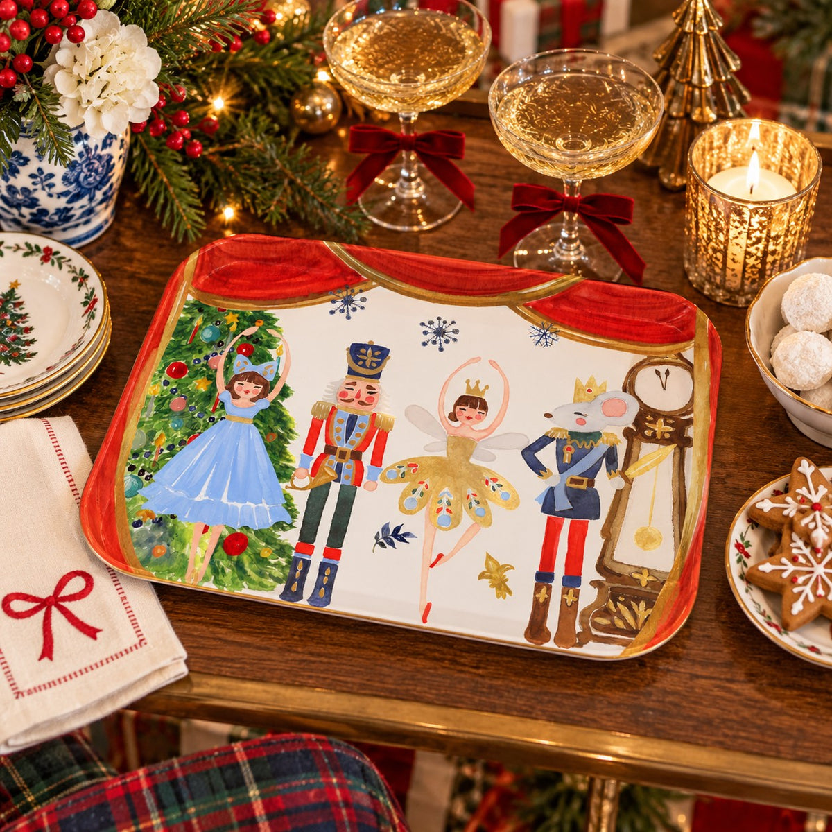 Nutcracker Tray Birchwood Serving Tray