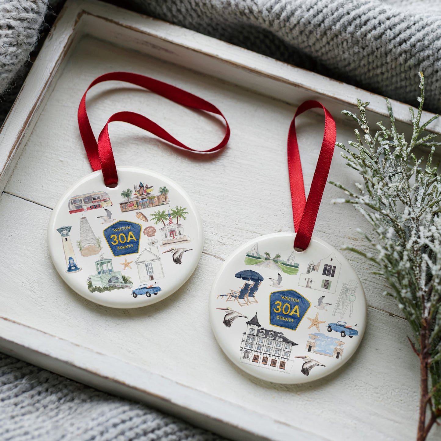 30A (Florida) Forever! Two Sided Ornament With Gift Box