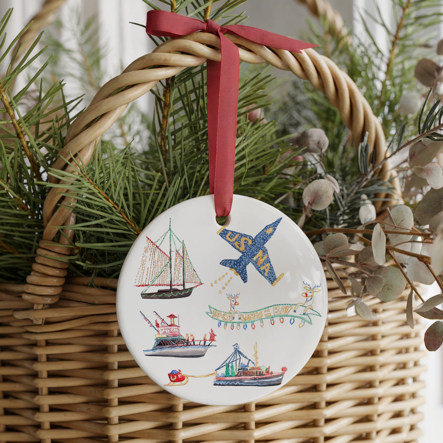 Annapolis Christmas Two Sided Ornament With Gift Box