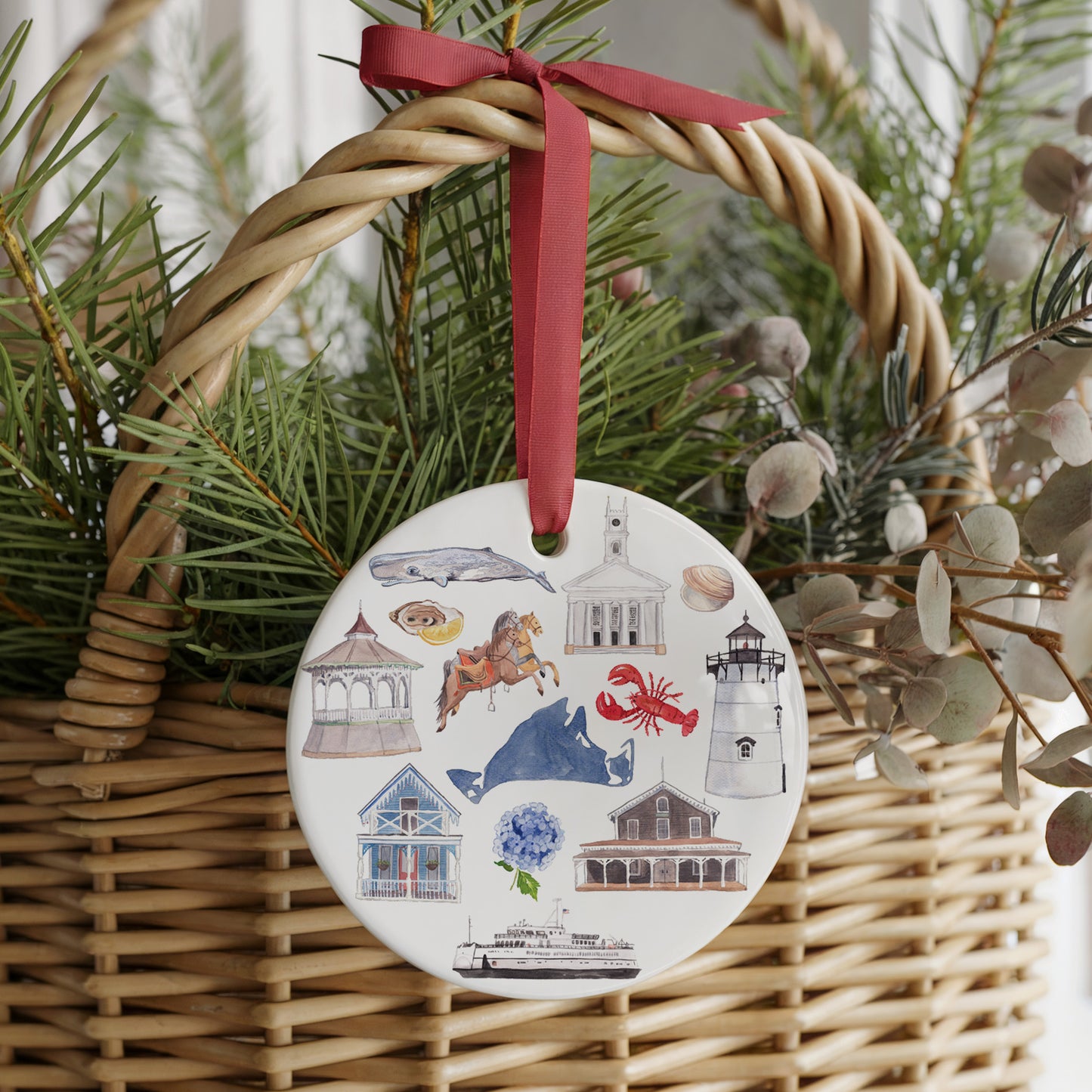 Martha's Vineyard Forever! Two Sided Ornament With Gift Box