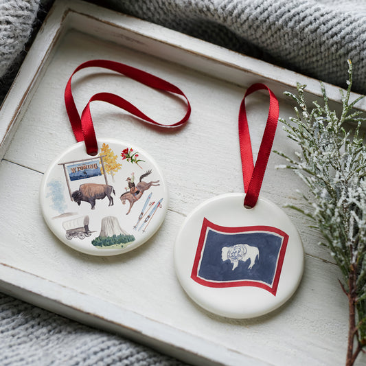 Wyoming Forever! Two Sided Ornament With Gift Box