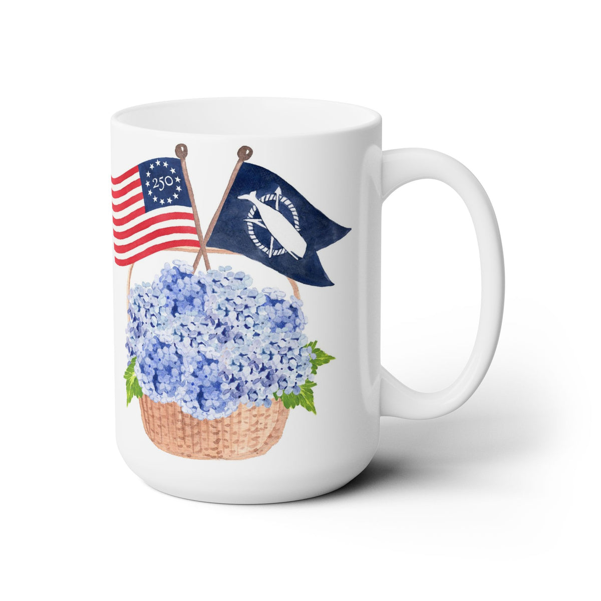 Patriotic Basket And Nantucket Pennant Flag Ceramic Mug