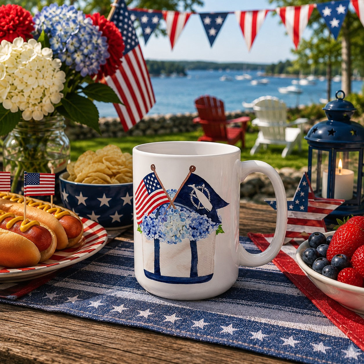 Patriotic Tote And Nantucket Pennant Flag Ceramic Mug