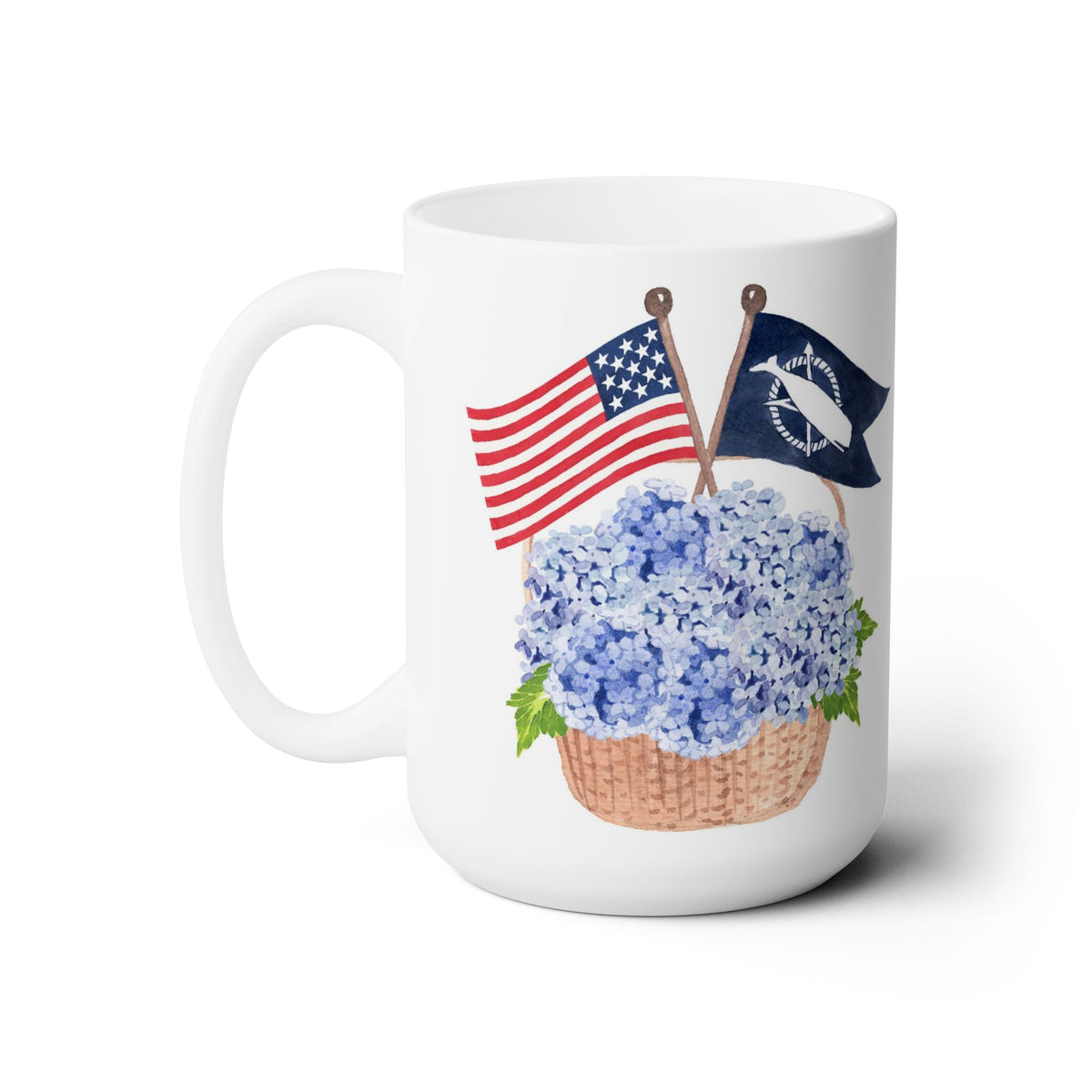 Patriotic Basket And Nantucket Pennant Flag Ceramic Mug