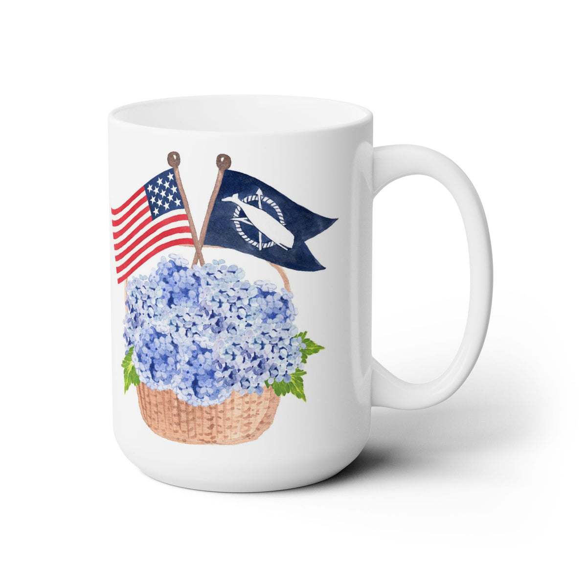 Patriotic Basket And Nantucket Pennant Flag Ceramic Mug