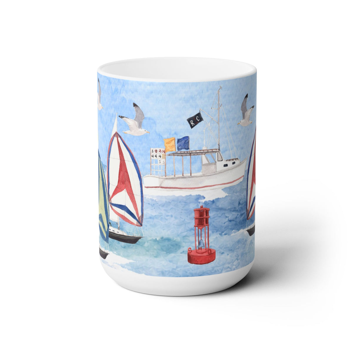 Rounding The Mark Sailing Ceramic Mug