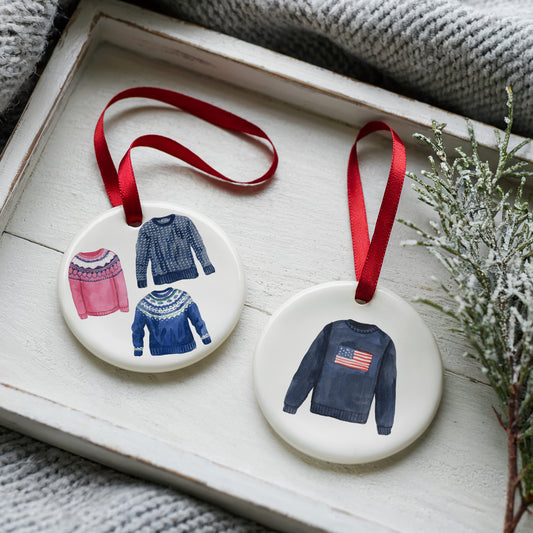Sweater Weather Two Sided Ornament With Gift Box