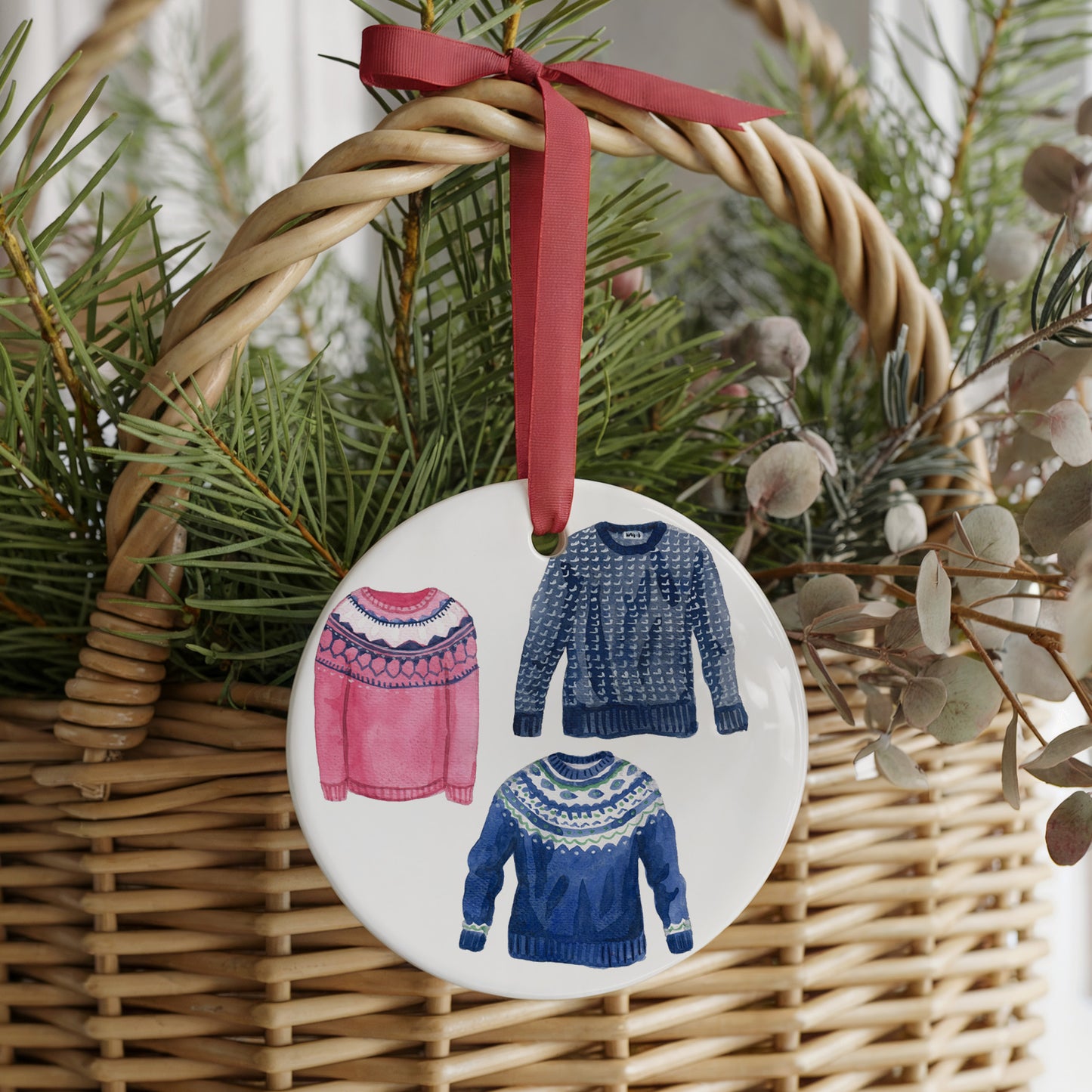 Sweater Weather Two Sided Ornament With Gift Box