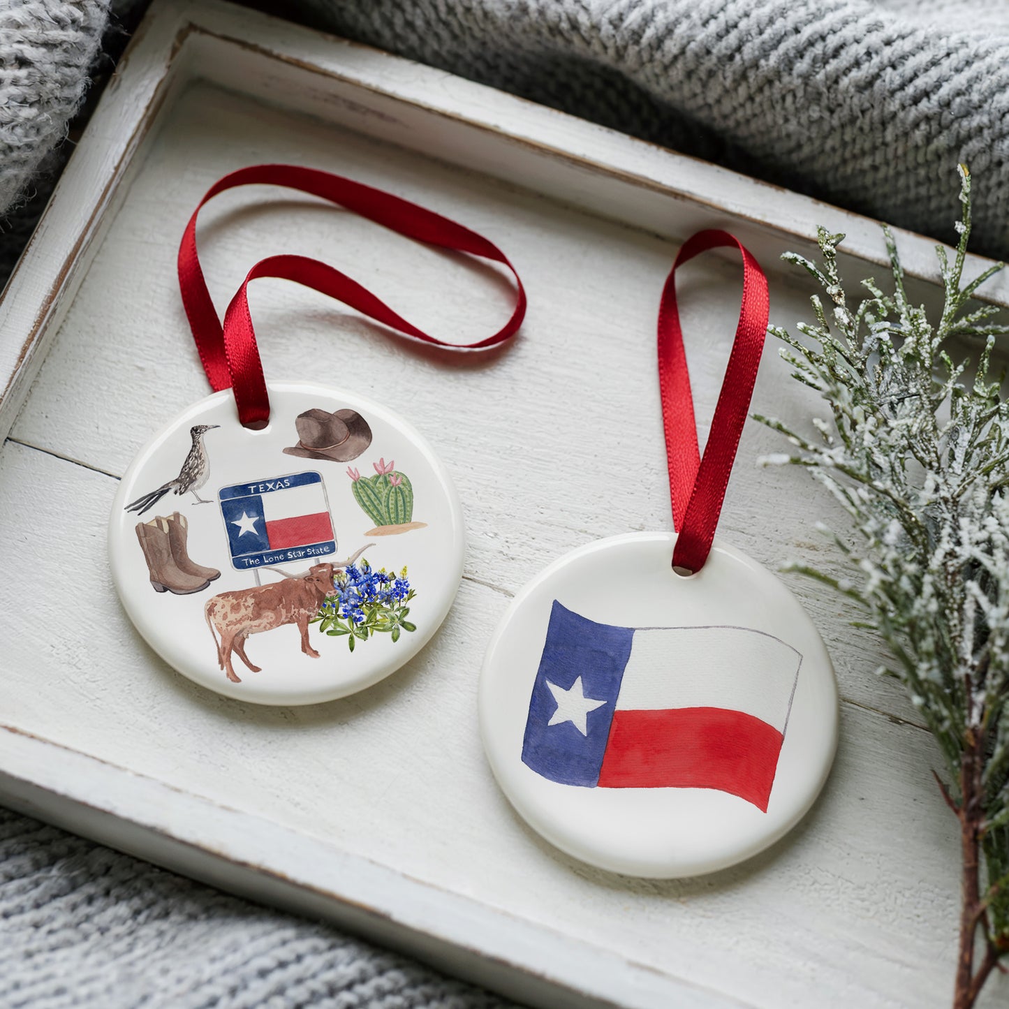 Texas Forever! Two Sided Ornament With Gift Box