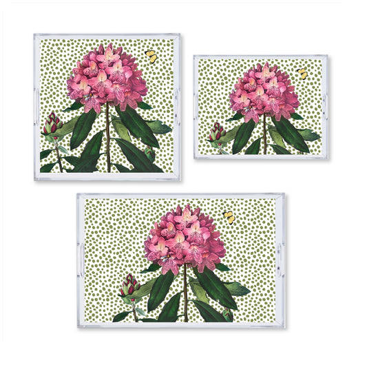 Botanica Rhododendron Reversible Acrylic Tray With Optional Monogram - Available In 3 Sizes