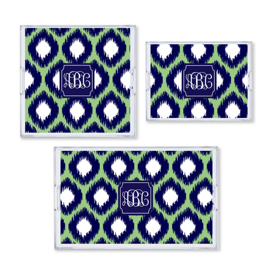 Casablanca Ikat Reversible Acrylic Tray With Optional Monogram - Available In 3 Sizes