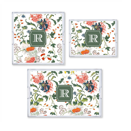 Chinois Garden Reversible Acrylic Tray With Optional Monogram - Available In 3 Sizes