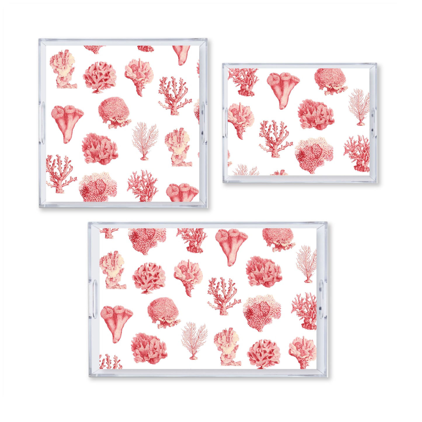 Coral Seas Red Reversible Acrylic Tray With Optional Monogram - Available In 3 Sizes