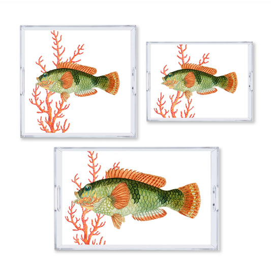 Fabulous Fishies Reversible Acrylic Tray - Available In 3 Sizes