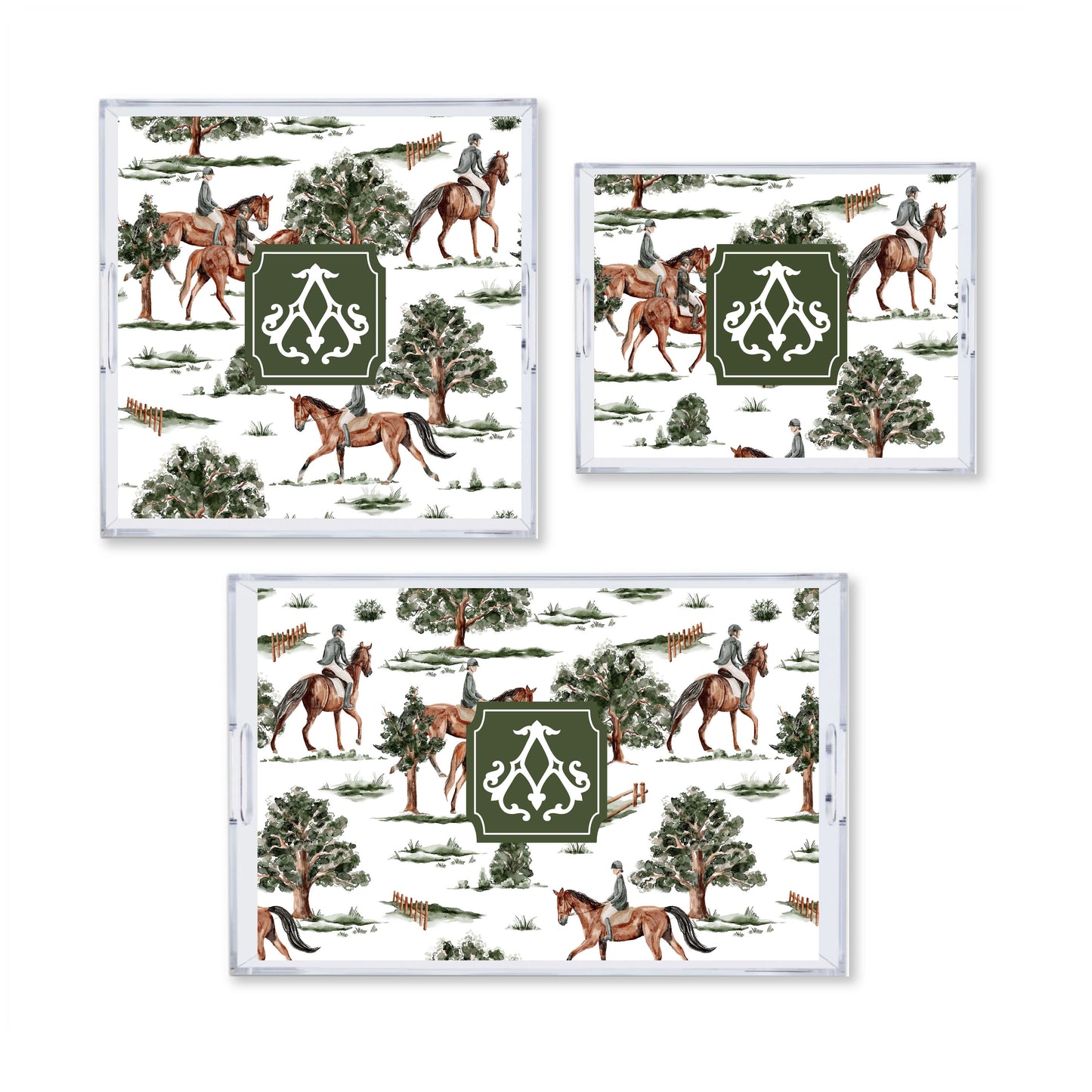 Horsing Around Reversible Acrylic Tray With Optional Monogram - Available In 3 Sizes